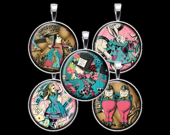 Alice in Wonderland Digital Collage Sheet, Mad Hatter Collage - DCC132 -18mm, 20mm, 25mm and 30mm Rounds/Circles - Instant Download