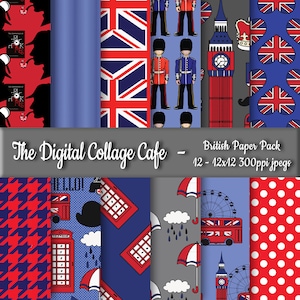 British Digital Paper Pack, London Digital Paper Pack, England Digital Paper Pack - DPP002 - 12 - 12x12in 300ppi JPEGs