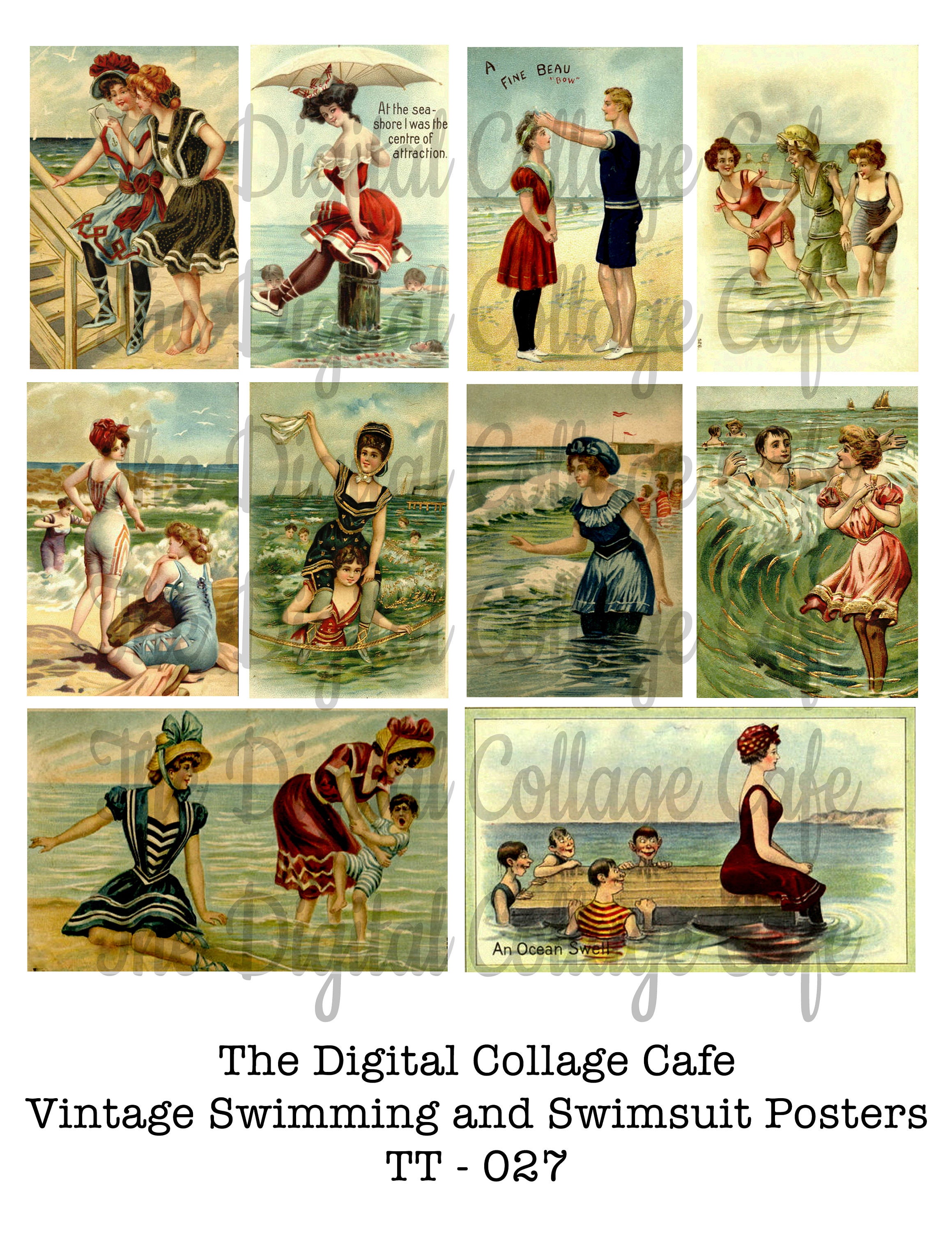 Vintage Swimming and Swimsuit Posters Digital Collage Sheet - Etsy Canada