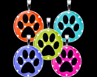Polka Dot Dog Paws Digital Collage Sheet - Dog Digital Collage DCC007 - 18mm, 20mm, 25mm and 30mm Rounds or Circles - Immediate Download
