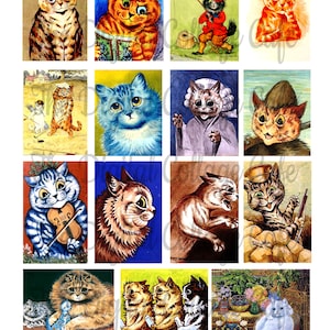 Cats by Louis Wain Digital Collage Sheet - TT - 072 - Instant  Download