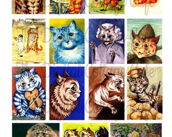 Cats by Louis Wain Digital Collage Sheet - TT - 072 - Instant  Download