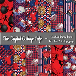 Baseball Seamless Digital Paper Pack, Home Run Digital Paper,  MLB Scrapbook Paper  - DPP082 - 12 - 12x12in 300ppi JPEGs