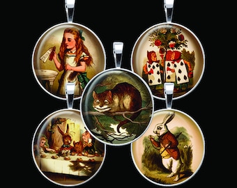 Alice in Wonderland  Collage Sheet DCC029 - Alice Collage 18mm, 20mm, 25mm and 30mm Rounds - Instant Download