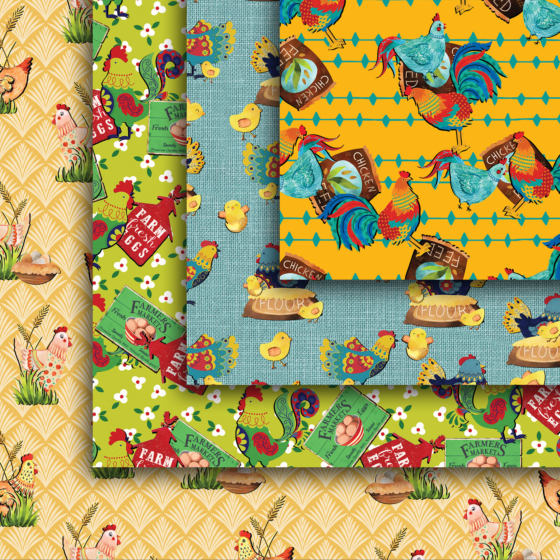 Chicken Seamless Digital Paper Pack, Chick Seamless Pattern, Egg ...