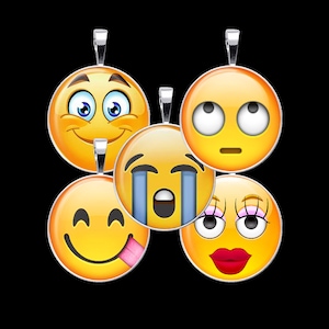 Emoji Digital Collage Sheet DCC035 - Emoticons Collage, Faces Collage 18mm, 20mm, 25mm and 30mm Rounds - Instant Download