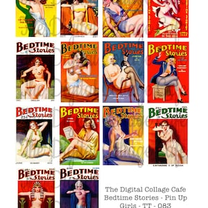 Bedtime Stories Pin Up Girls - Digital Collage Sheet - TT - 083 - Instant  Download