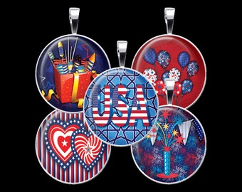 Patriotic Collage Sheet, America Collage, USA Collage, 4th of July - DCC107 - 18mm, 20mm, 25mm and 30mm Rounds/Circles - Instant Download