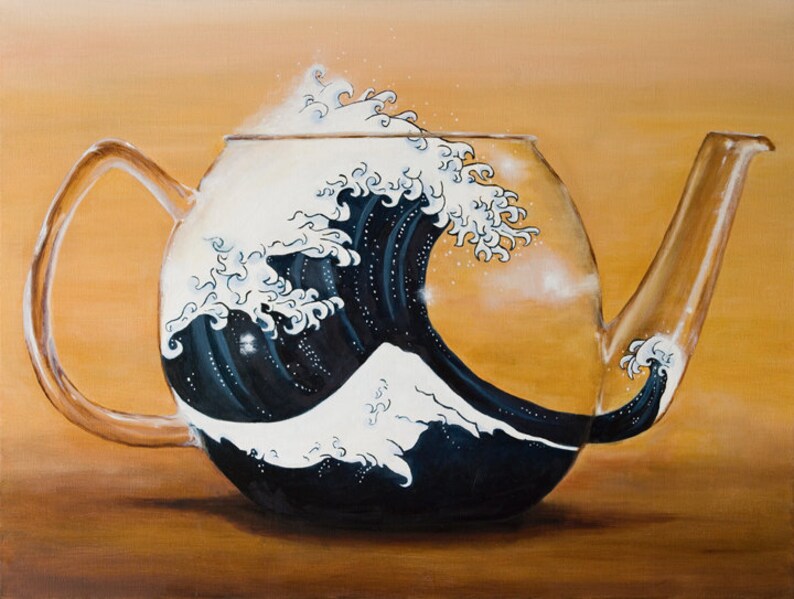 TEMPEST in A TEAPOT Hokusai's Great Wave in a Glass Etsy Norway