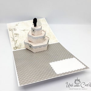 Biglietto pop-up per torta nuziale fatto a mano, per coppie
