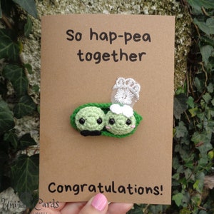 Félicitations mariage carte au crochet, So Hap-Pea Together, Peas in a Pod
