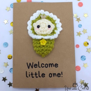 Carte de vœux au crochet pour nouveau-né, bienvenue petit