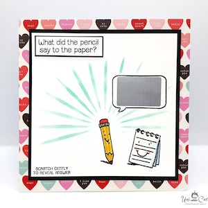 Carte à gratter drôle d'énigme, carte de Saint-Valentin, crayon et papier