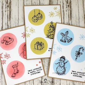 Pack de 3 cartes de Noël faites à la main, Père Noël, Bonhomme de neige, Sapin de Noël