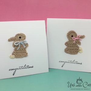 Carte bébé lapin au crochet pour nouveau-nés