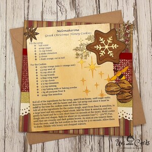 Biglietto di auguri per la ricetta di Natale, Melomakarona, ricetta greca per biscotti al miele