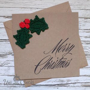 Cartão de Natal de crochê Holly Berry