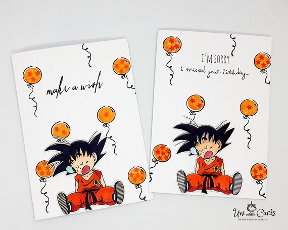 Dragon Ball Inspired Birthday Cards Son Goku kid Happy | Etsy