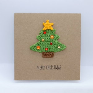 Biglietto d'auguri per albero di Natale all'uncinetto