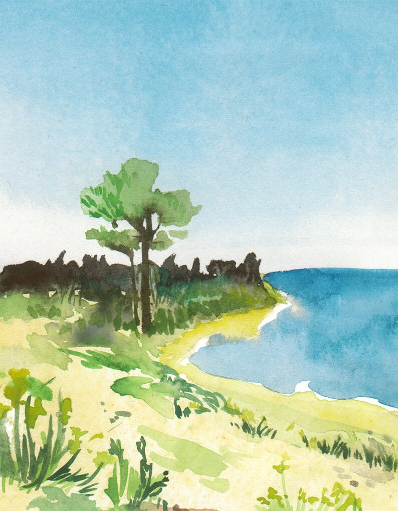 Seascape Watercolor Clip Art, Printable Seascape Paintings, 3 Seascapes ...