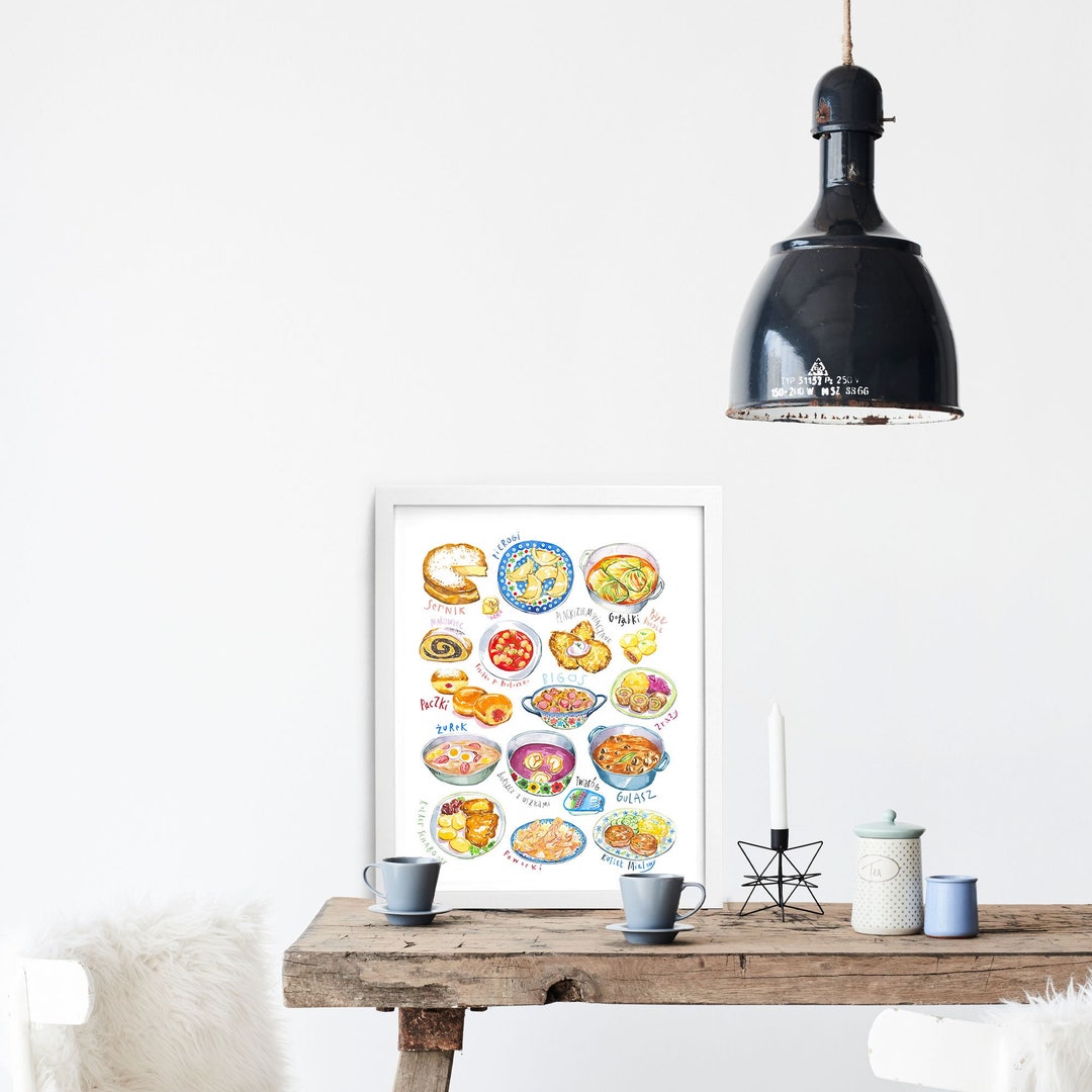 Polish Food Printable Poster, Watercolor Digital Print, Poland Cuisine