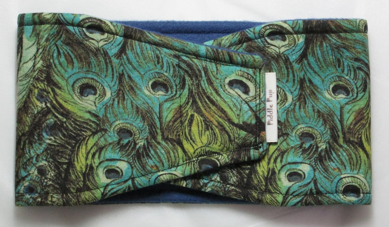 Male Dog Belly Band with Waterproof PUL /& All-In-One Options Peacock Feathers Teal