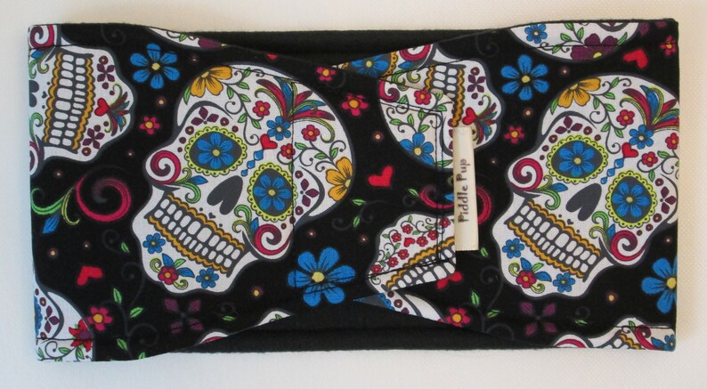 Male Dog Belly Band with Waterproof PUL /& All-In-One Options Sugar Skull Black