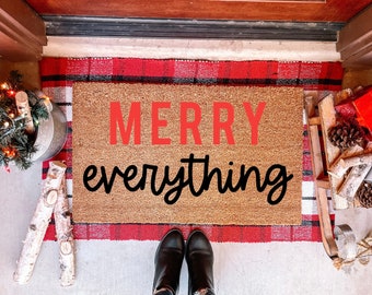 Merry Everything Doormat | Merry Christmas Doormat | Christmas Doormat | Holiday Doormat | Christmas Welcome Mat | Christmas Decor | Mat