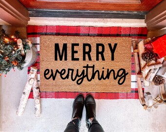Merry Everything Doormat | Merry Christmas Doormat | Christmas Doormat | Holiday Doormat | Christmas Welcome Mat | Christmas Decor | Mat