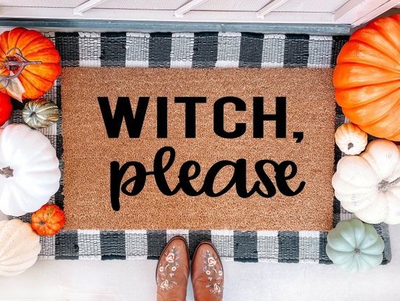Cute Halloween Decor The Witch is in Doormat Witch porch decor Witch Please Doormat witch is in by BeaWOODtiful Halloween doormat