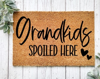 Grandkids Spoiled Here | Welcome Mat | Housewarming Gift | Grand Kids | Coir Doormat | Door Mat | Mother's Day Gift | Grandparents Gift