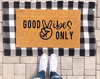 Good Vibes Only Doormat | Welcome Mat Rug | Cute Doormat | Door Mat | Housewarming Gift | Funny Doormat | Welcome Doormat | Welcome Mat