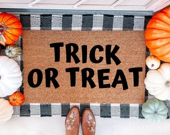 Trick or Treat Doormat | Halloween Doormat | Fall Welcome Mat | Funny Doormat | Halloween Decor | Fall Decor | Fall Mat | Fall Door Mat