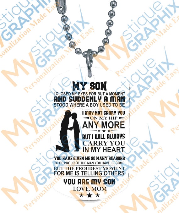 mom to son dog tag necklace