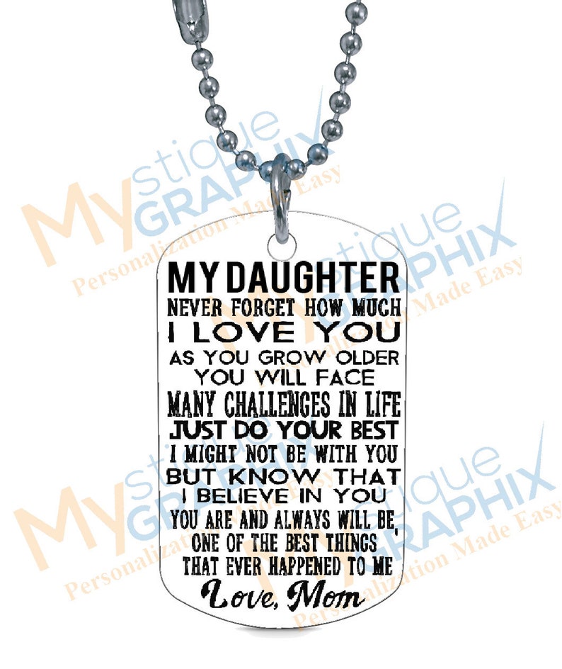 To My Daughter Pendant Necklace Gift From Mom Custom Dog Tag Gifts For Him