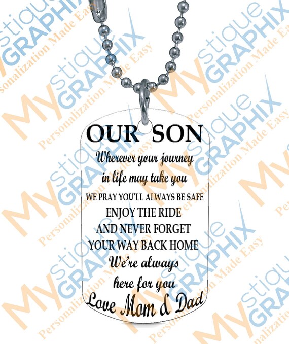 mom to son dog tag necklace
