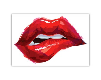 red lips poster etsy