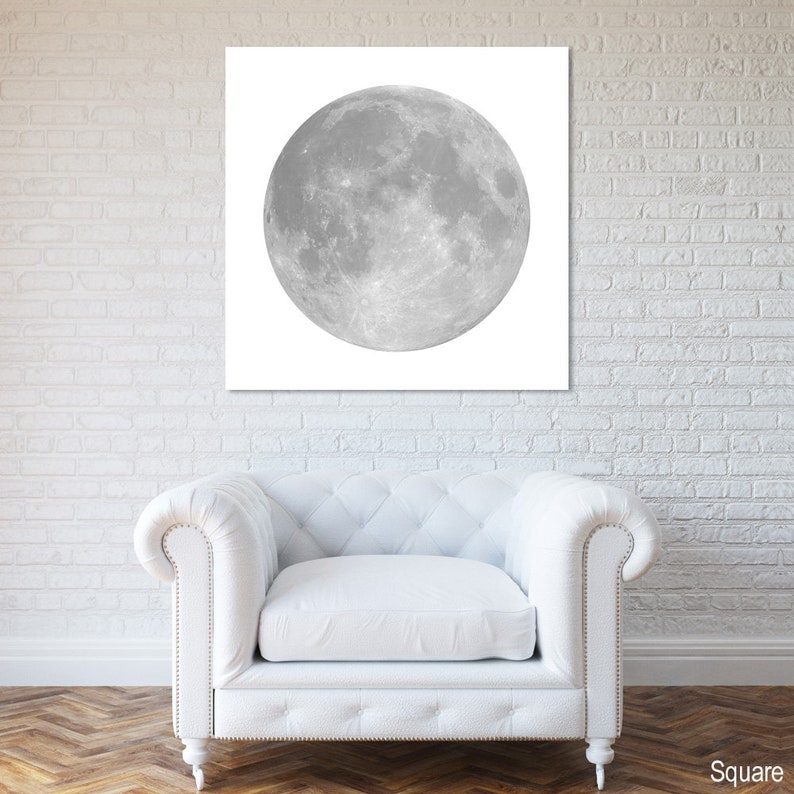 Solar System Modern Grey Moon Monochrome Wall Art Minimalist Planet Black White Photography Canvas Art Print Paper Print Satellite
