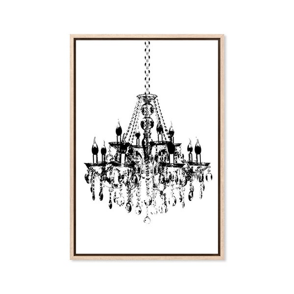 Chandelier Chic, Canvas Art Print, Paper Print, Chic Decor, Minimalist, Large Poster, Monochrome Wall Decor