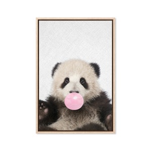 Bubblegum Panda Bear, Canvas Art Print, Paper Print, Baby Animal Art, Nursery Wall Decor, Photographic, Large Poster