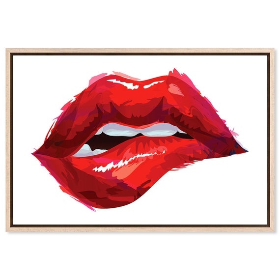 Luscious Lips Bite, Canvas Art Print, Paper Print, Red Wall Decor