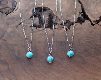 Gift Idea Thin Turquoise Necklace Turquoise Necklace Dainty Faceted Turquoise Necklace Gold Turquoise Beaded Necklace