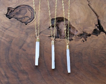 Selenite necklace, crystal necklace, gold filled jewelry, natural selenite gold filled necklace, crystal jewelry