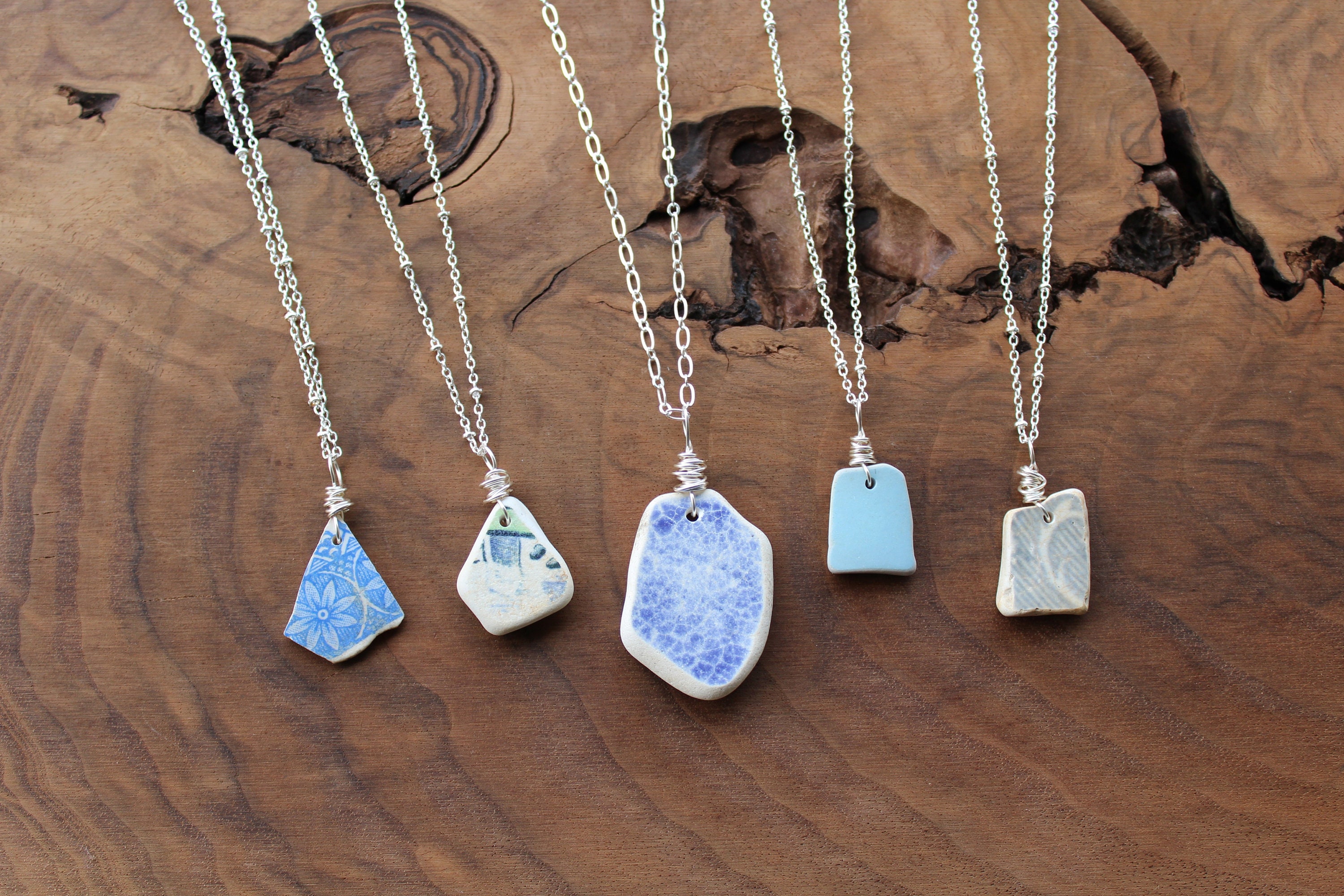 Sea pottery necklace genuine sea pottery silver necklace Etsy Nederland