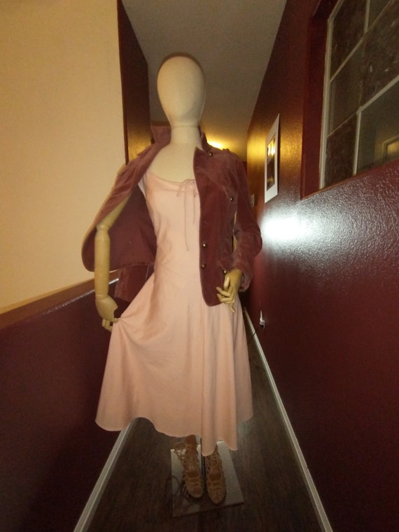 Pastel Pink Dress with velour jacket - image 5