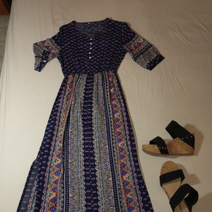 Blue Geometrical print/Women maxi dress