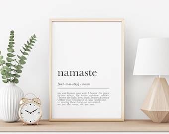 Namaste Definition Print: Zen Yoga Wall Art (Digital Download)