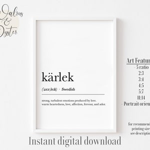 Kärlek Definition Wandkunst, nordische Definition - Schwedisches Kärlek, Kärlek Poster, Schwedische Kunst, Nordische Dekoration, Karlek Definition Druck