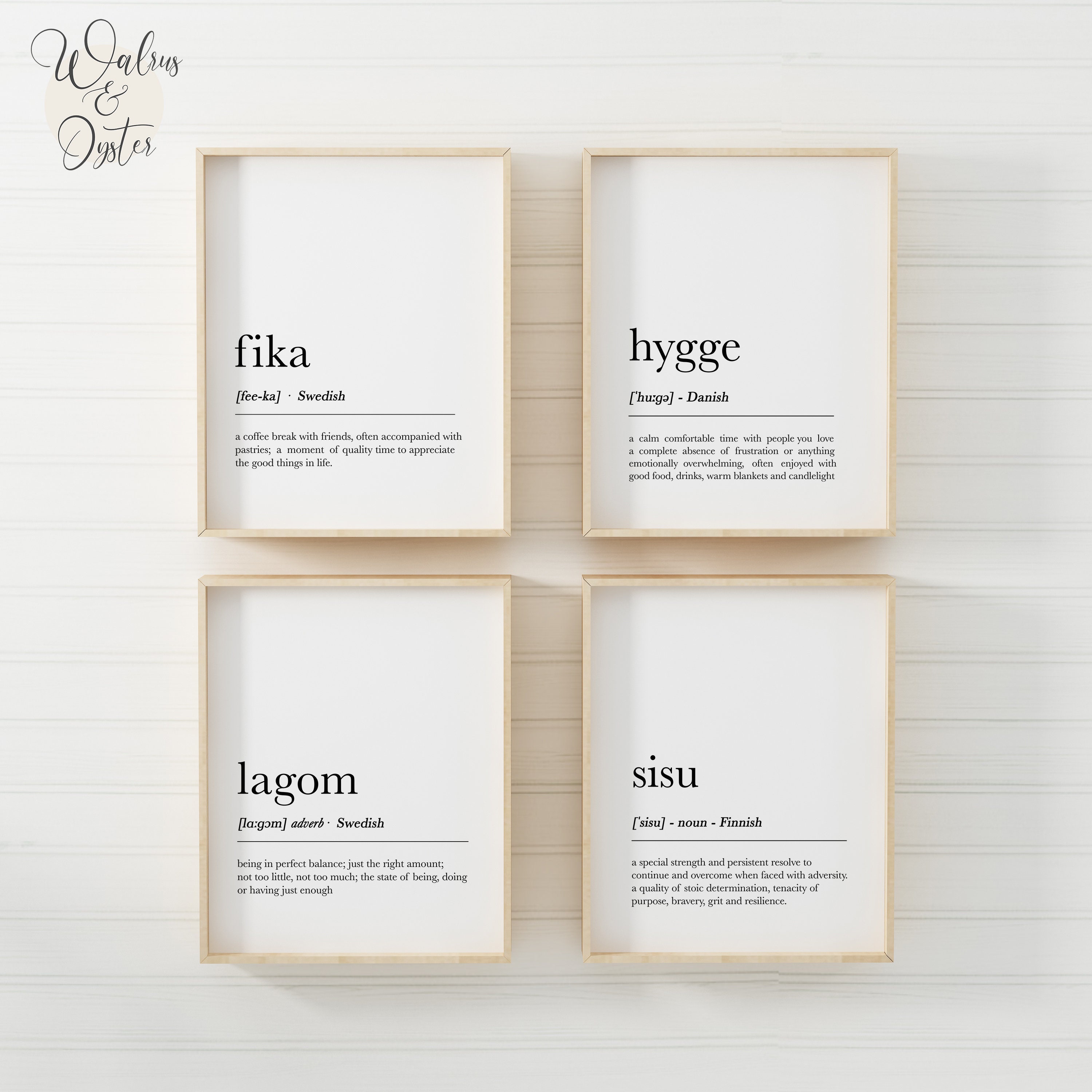 Fika Hygge Lagom Sisu Definition Wall Art Nordic Etsy UK