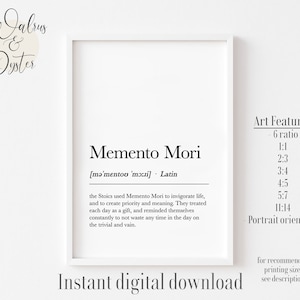 Memento Mori-definitionstryck: Stoisk väggkonst (digital nedladdning) bild 1